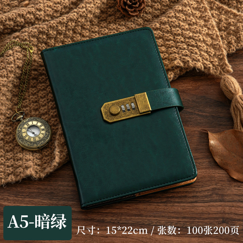 Cross-border retro password notebook gift box set customization thickened hand-held notebook, notepad, diary in stock wholesale