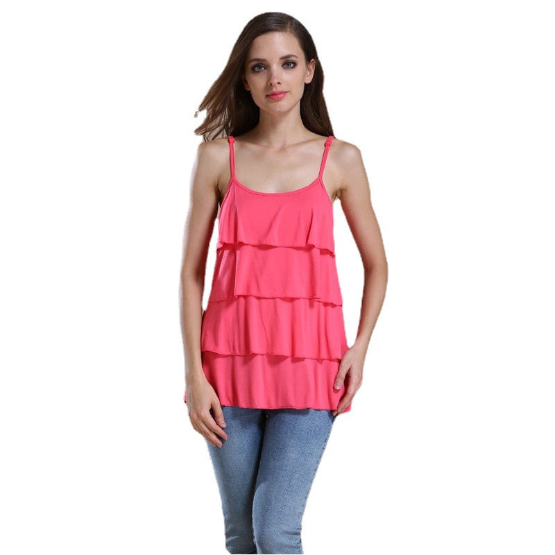 Summer fashion lactation vest, halter top for pregnant women, super soft and cool, modal loose ruffled multi-layer