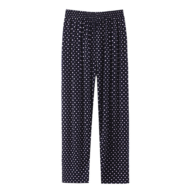 Factory wholesale women's middle-aged and elderly elastic floral pants, plus size, nine-point straight leg, cool pants, casual pants for squares, home, and air-conditioned rooms.