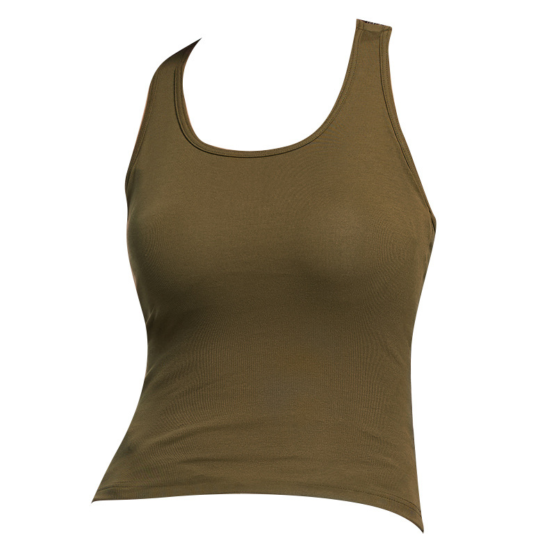 Women's tank top with padded bra, no need to wear a bra, suitable for sports, yoga, fitness, outerwear, innerwear, beautiful backless design, spring and summer.
