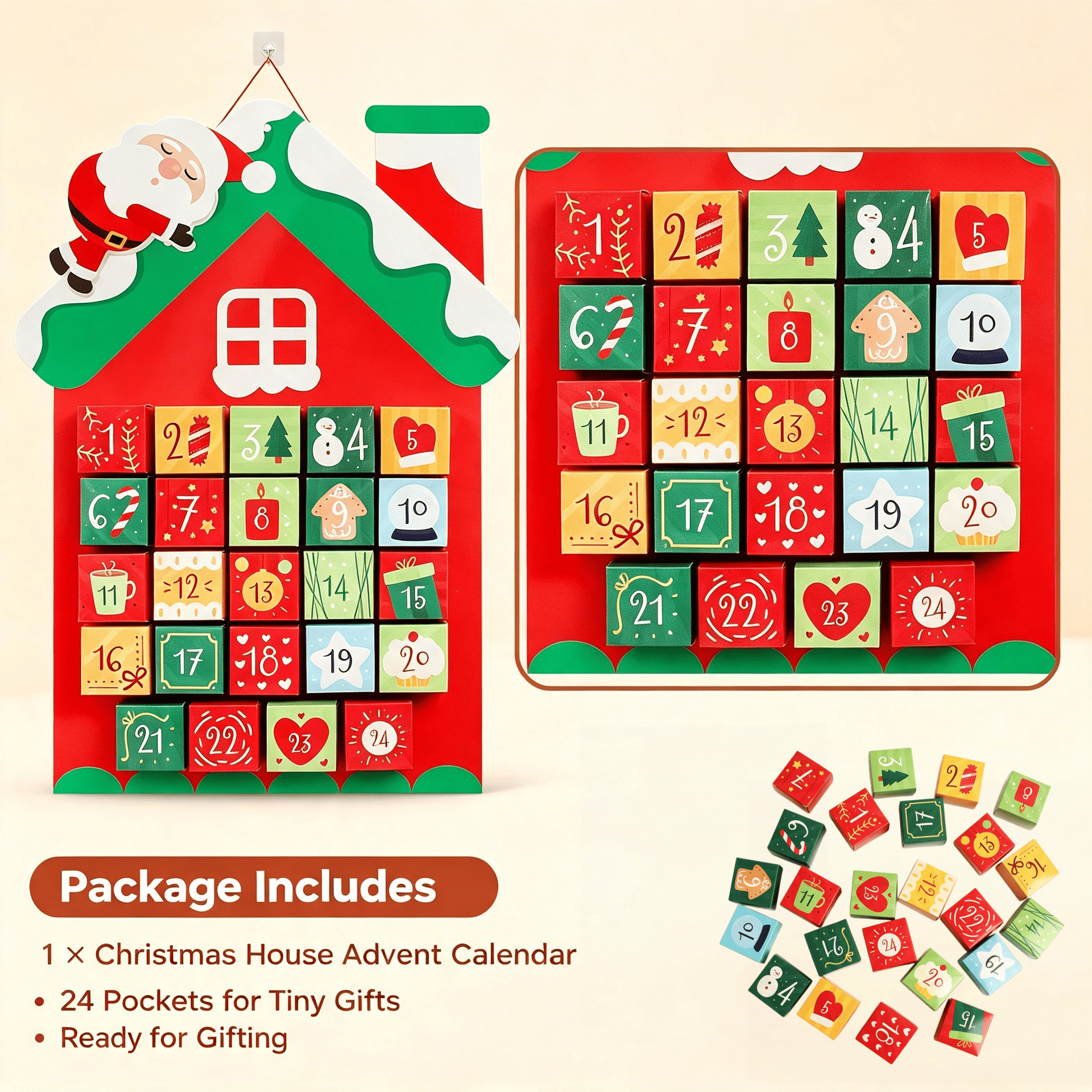 Cross-border Snowman House Style Christmas Calendar DIY Christmas Tree Christmas Countdown Calendar Decoration Set