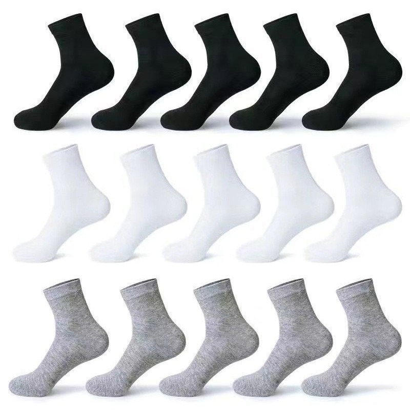 New summer style solid color mid-calf socks, men's short socks, low-cut cotton socks, casual men's socks for street vendors