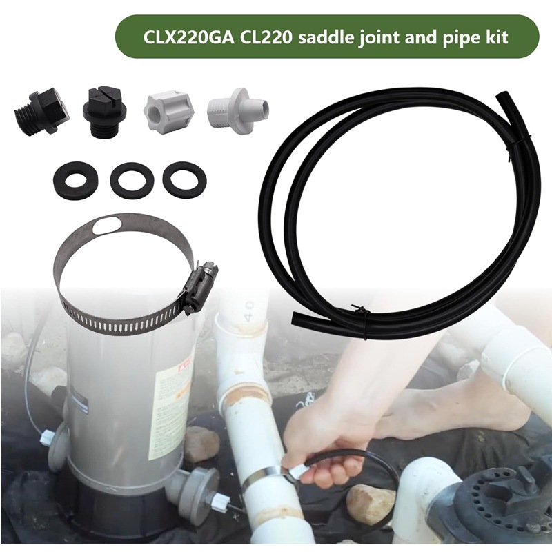 Hayward CLX220GA connector kit with saddle clips and 4 SPX1700FG pool pump hose plugs/drain plugs