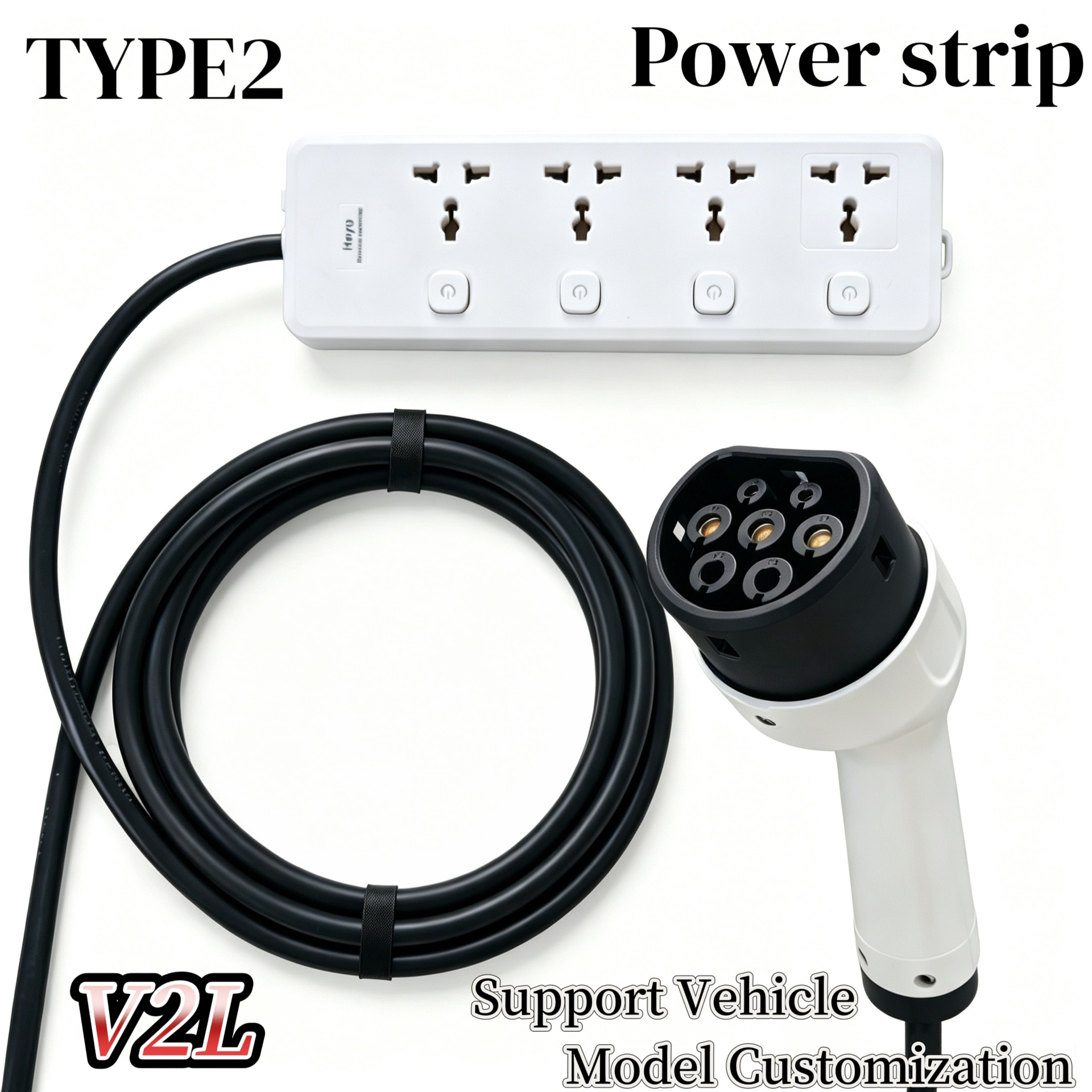 TYPE2 European Standard V2L Cross-border Exclusive Type 2 to Multifunctional Universal Power Strip Adapter for Discharge Gun