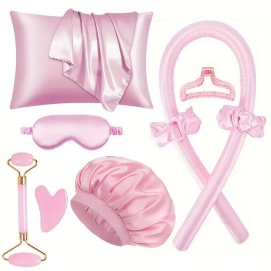 Silk-smooth satin bridesmaid gift box set, hair band, eye mask, pillowcase, hair tie, practical small gifts for wedding parties