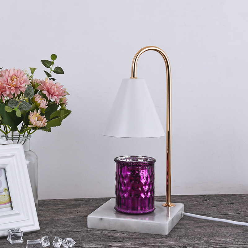 Aromatherapy candle lamp, minimalist marble candle lamp, tabletop bedroom lamp, plug-in indoor ambient light, modern and simple.