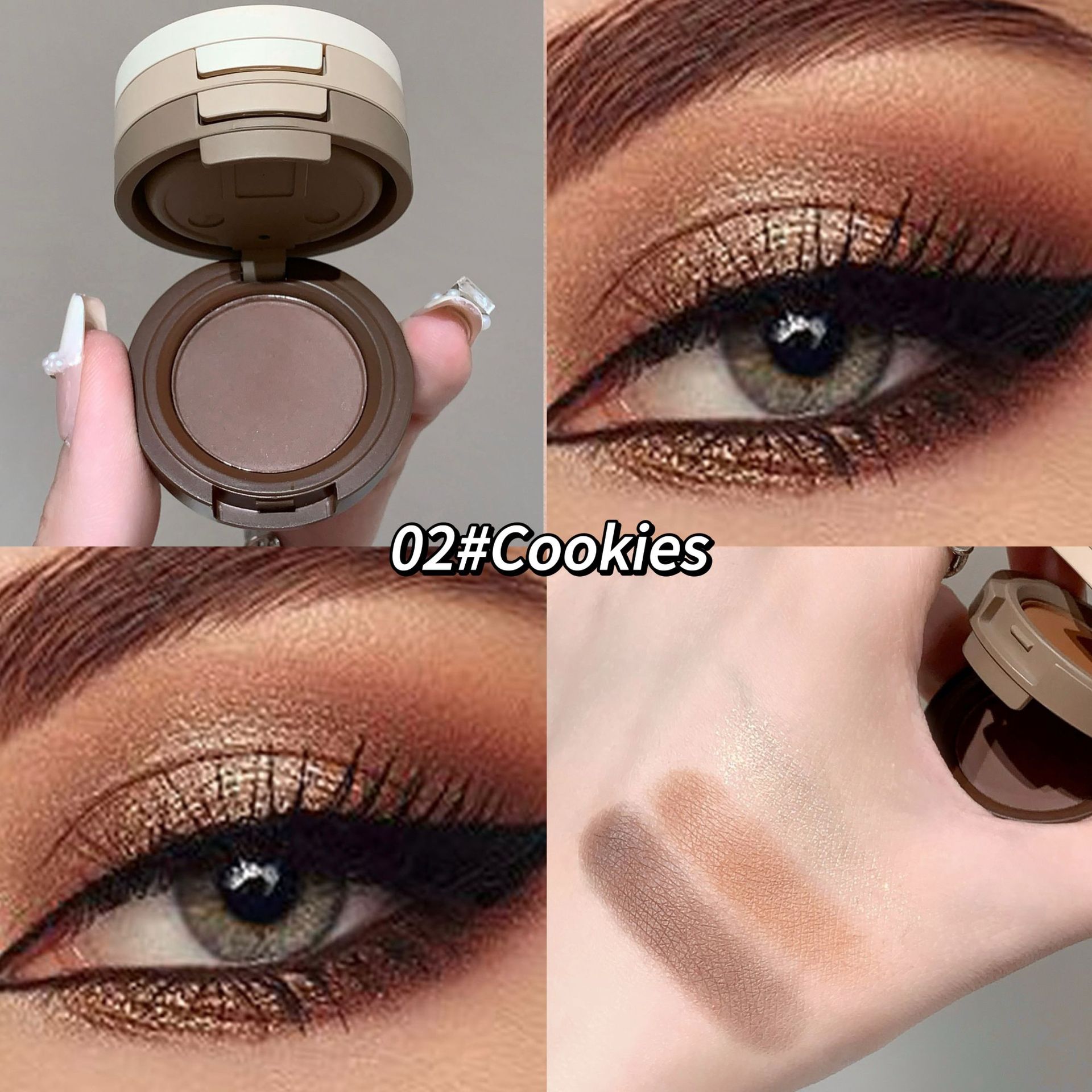 Cross-border SHAQINUO Gold Twilight Three-Color Eyeshadow - Nude Makeup &amp; Smoky Eye - Two-in-One, Fine Color Payoff, No Fallout, Affordable