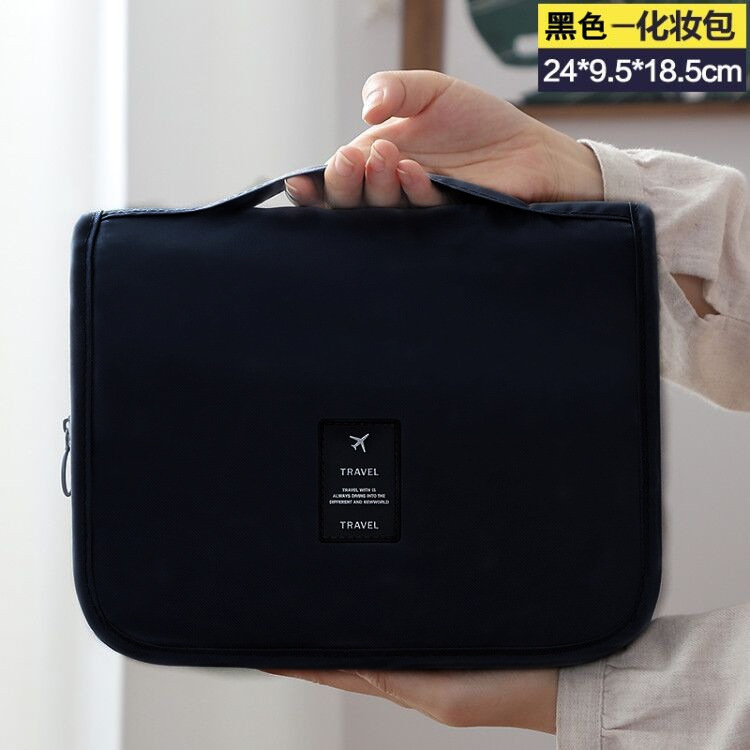 Simple travel waterproof cosmetic bag, portable large capacity cosmetic bag with hook, toiletries and cosmetics storage bag