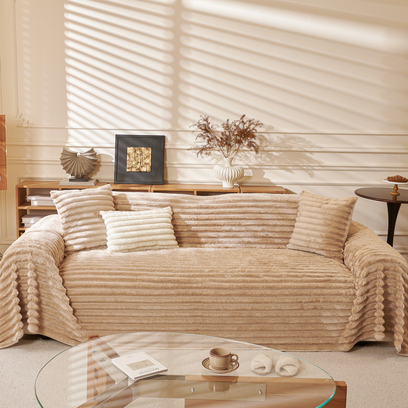 Flannel sofa cover, thickened for autumn and winter, 2024 new style, full-coverage blanket.