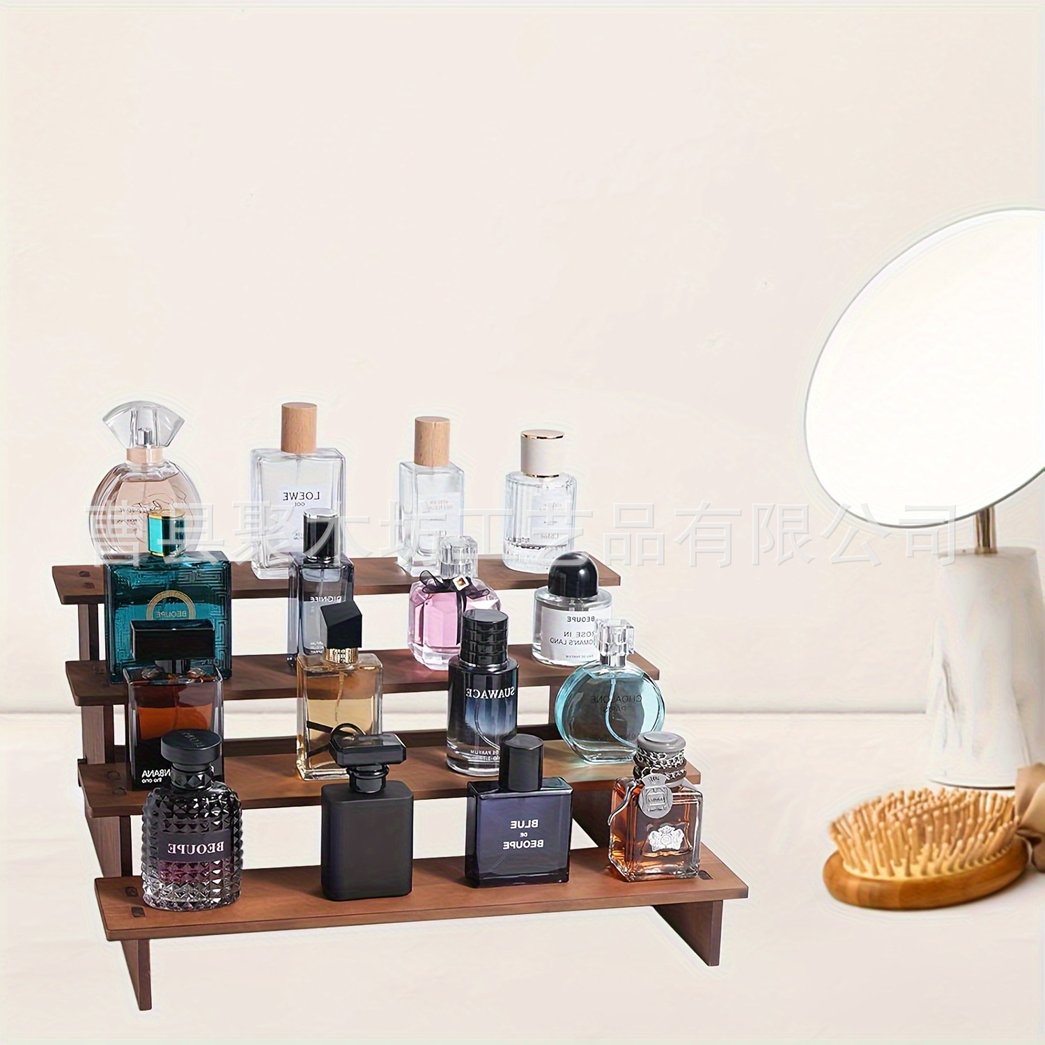 Spot cross-border solid wood storage rack, trapezoidal display rack, desktop office furniture organizer, multi-layer ornament display stand
