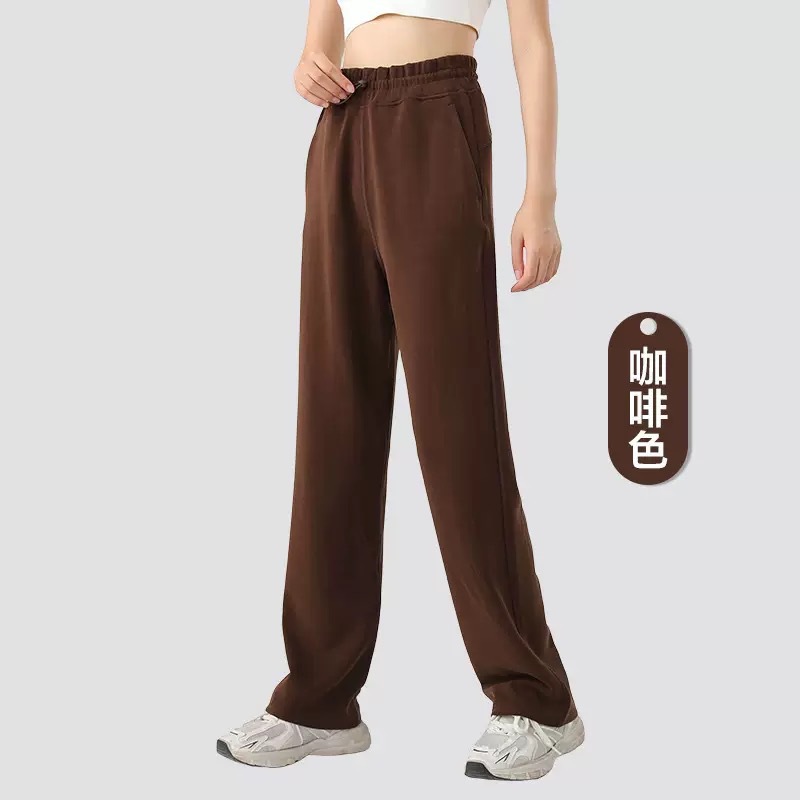 Yoga wide-leg straight-leg pants for women, high-waisted, hip-lifting, air-layer cotton, drapey, slimming, sports fitness trousers