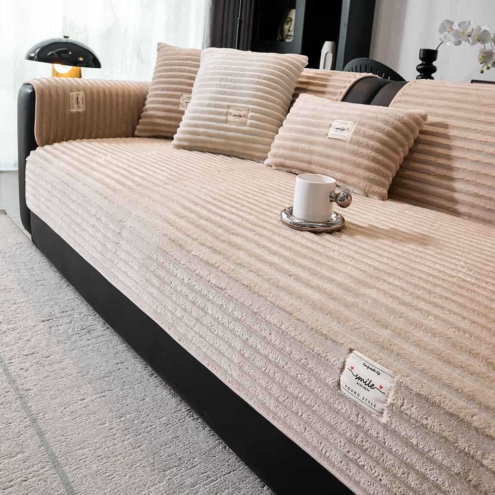 2025 New Style Cross-border Plush Sofa Cushions, Light Luxury Modern High-end Anti-slip Genuine Leather Sofa Cushion Cover