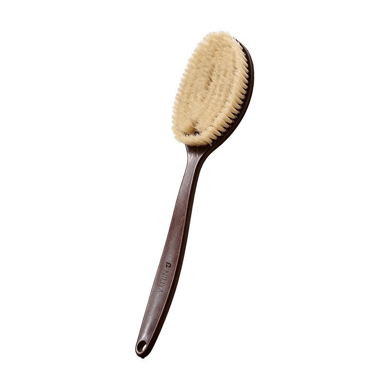 Niliya Pig bristle Bath Brush, a dry and wet dual-purpose soft bristle bath brush with a long handle, a perfect tool for scrubbing the back and body