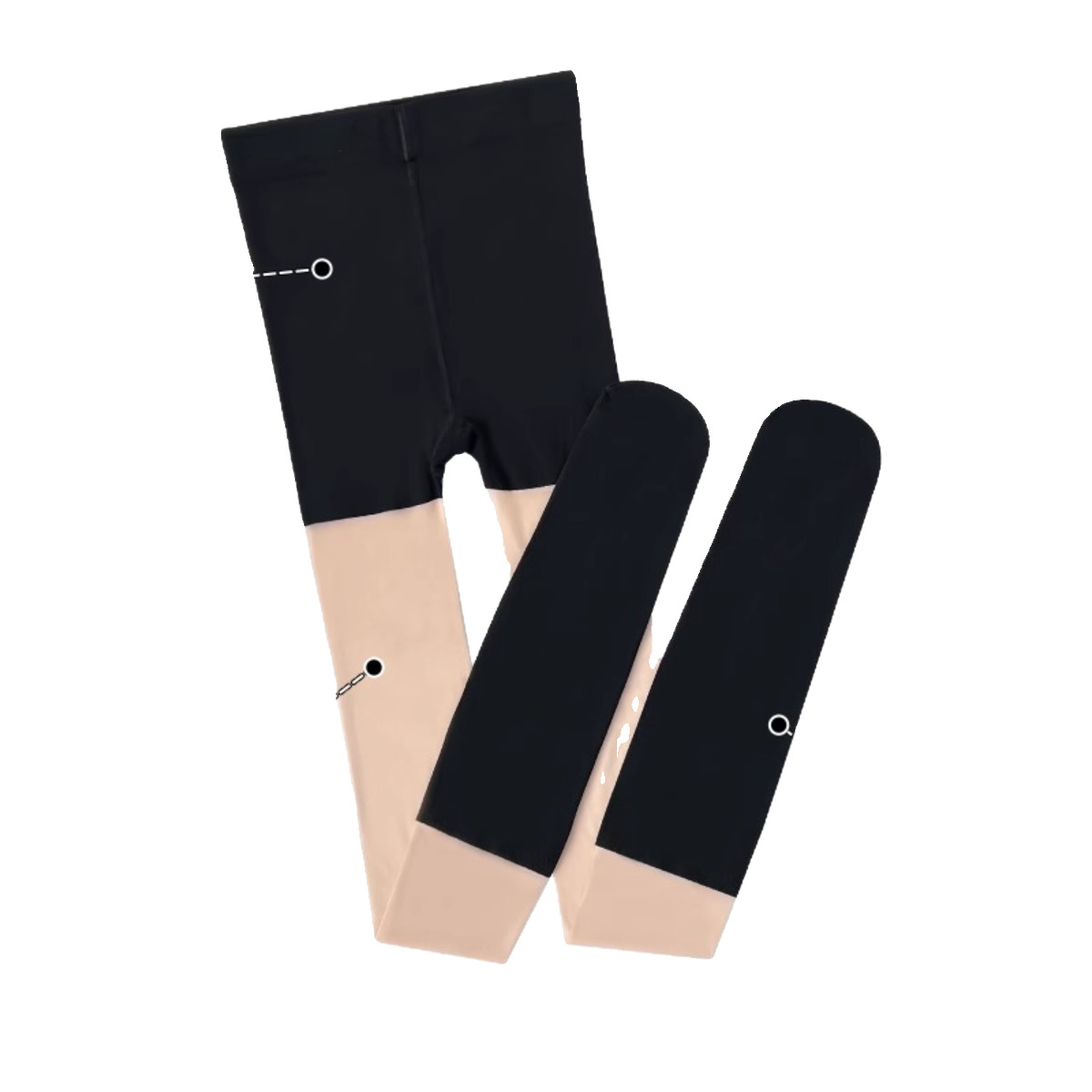 Three-in-one slimming leg wonder: Flesh-colored spliced anti-glare base, pantyhose, knee-length artificial calf, thickened with fleece for autumn and winter