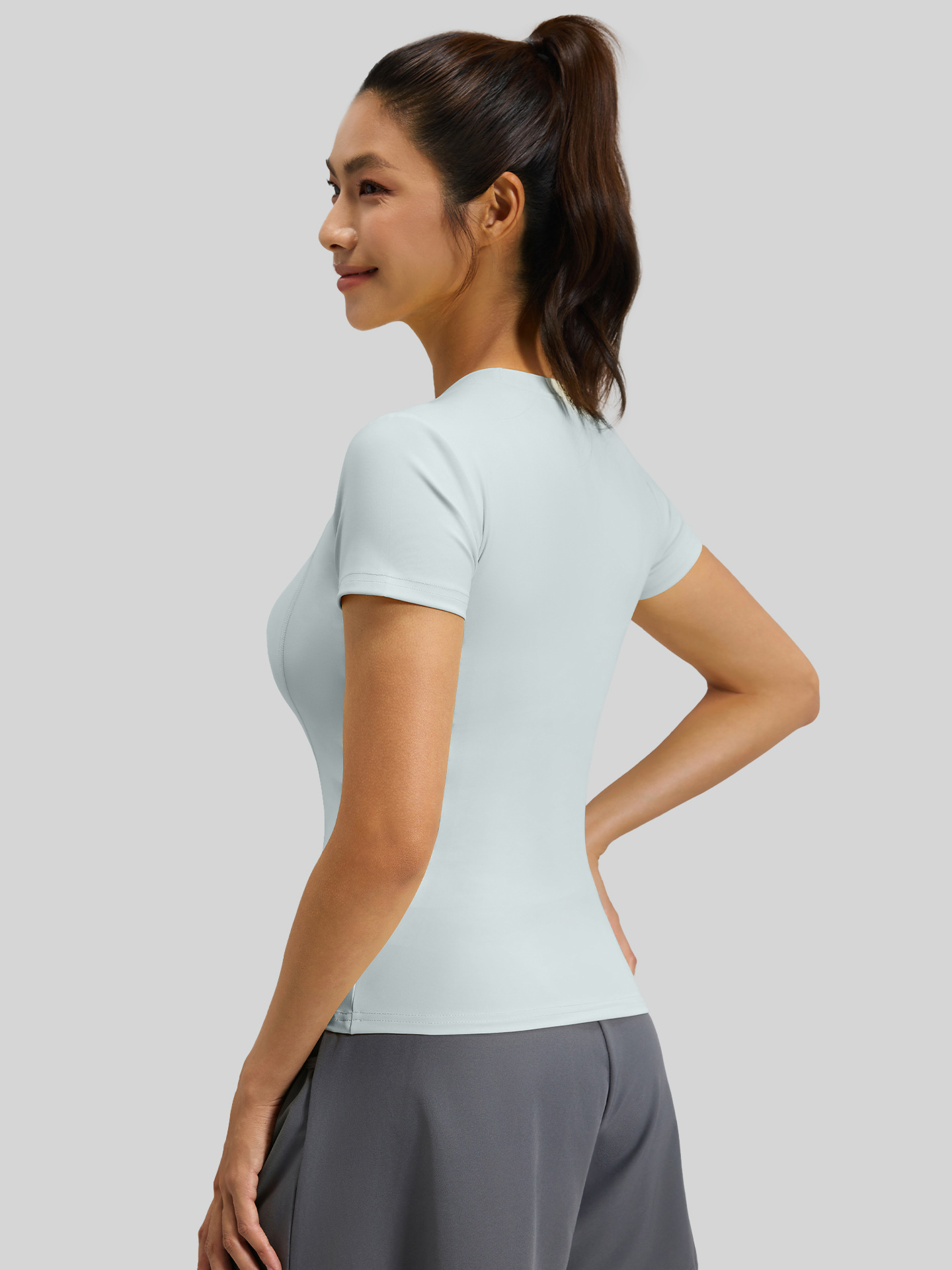 Juyitang Thin Sports Fit Yoga Short-Sleeve Top Women's Running Fitness T-Shirt