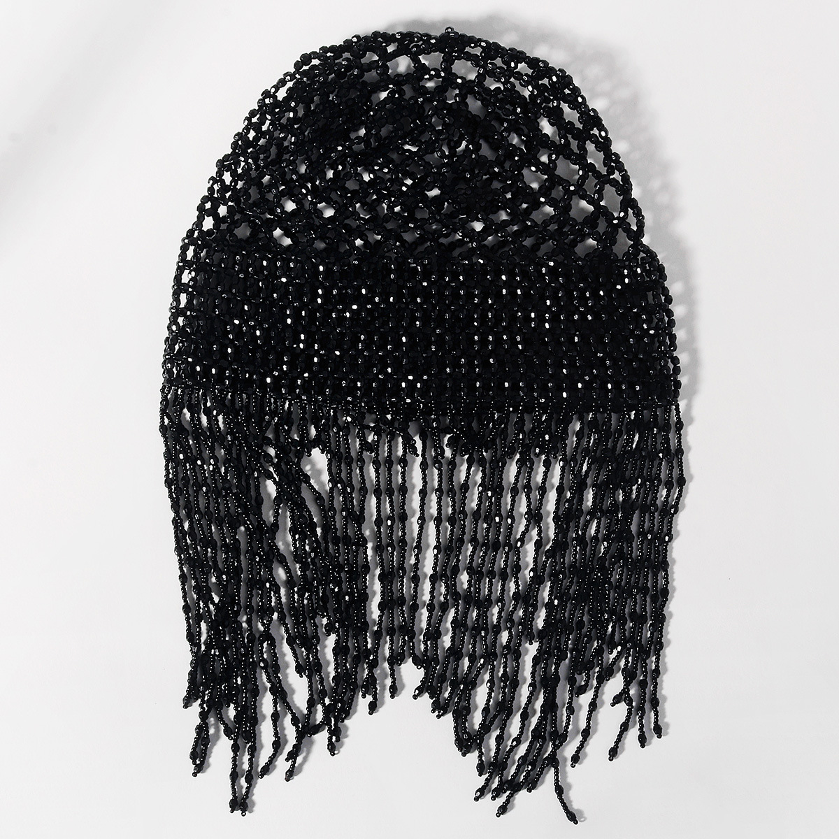 Cross-border European and American retro beaded tassel hair chain, hand-woven mesh hair cap, bridal gown hollowed-out decorative hairnet