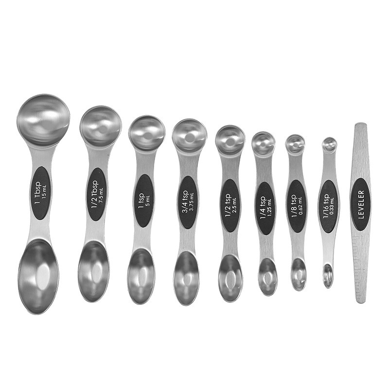 Magnetic stainless steel double-head measuring spoon 9/10 piece set, baking engraving measuring spoon, coffee measuring spoon, seasoning measuring spoon, salt