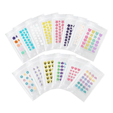 Cartoon star acne patch, hydrocolloid, repairs and reduces pus formation and acne scars, human skin-absorbing pus-absorbing acne patch, waterproof and sweat-resistant makeup-friendly patch.