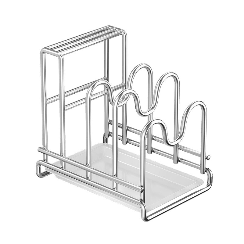Countertop pot lid rack, household knife rack, stainless steel draining storage rack, kitchen cutting board rack, knife rack storage rack