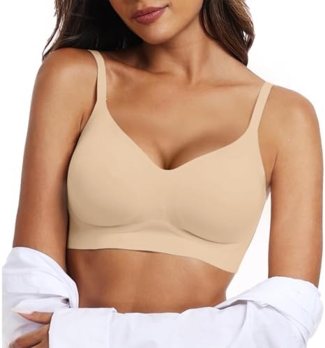 OEAK Women's non-coil jelly bra, comfortable gathering bra, non-coil gel bra, full support and lifting
