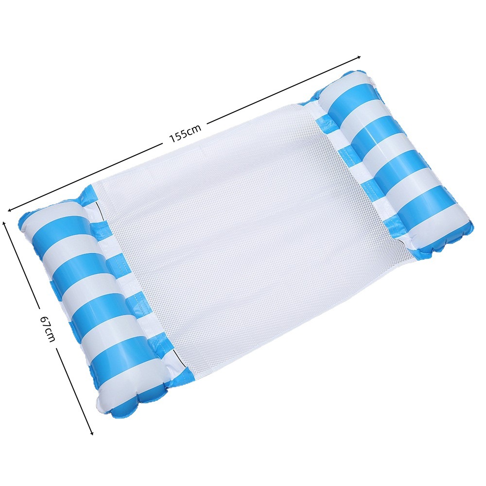 New cross-border striped two-tube inflatable floating raft, foldable pool lounger, PVC water play toy floating bed