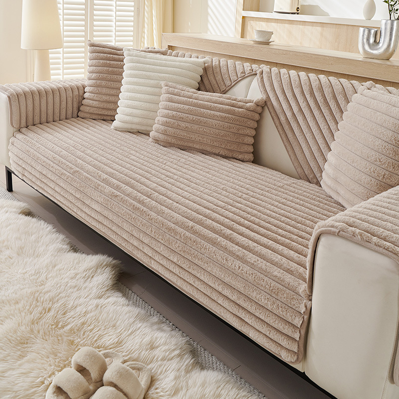 Cross-border exclusive plush sofa cushions, 2025 new autumn/winter style, non-slip seat cushions, high-end light luxury leather sofa covers.
