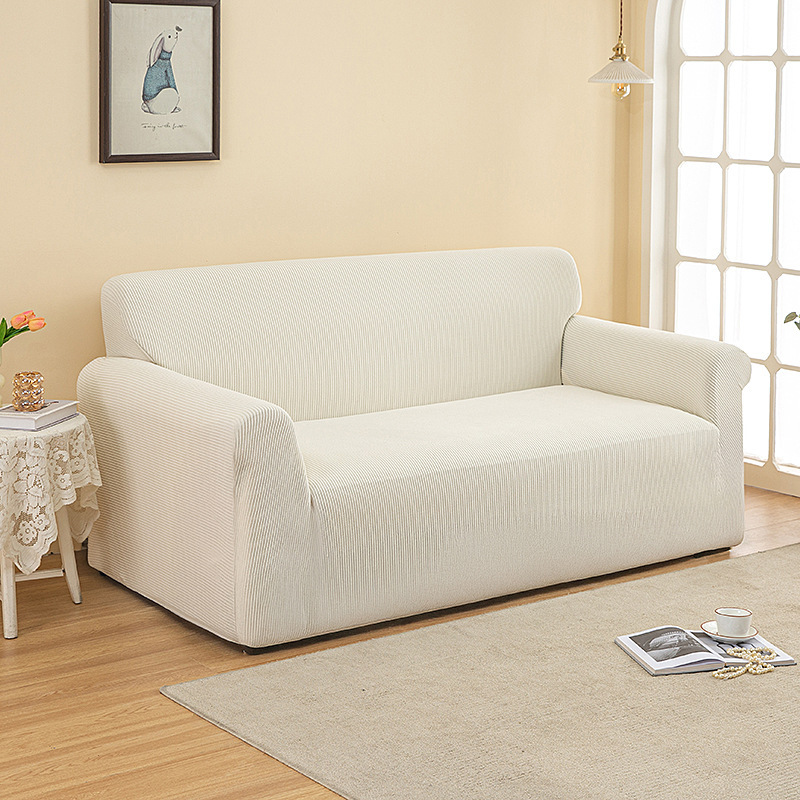 Jacquard striped sofa cover, solid color elastic thickened full-bag sofa cover, anti-cat universal cushion cover, anti-slip for all four seasons