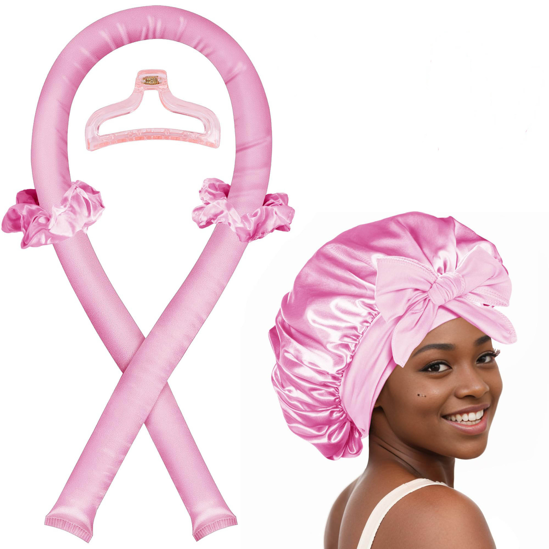5-piece manual hair curling tool set, gentle on hair, sleeping hair curling tool set, sleeping cap set.