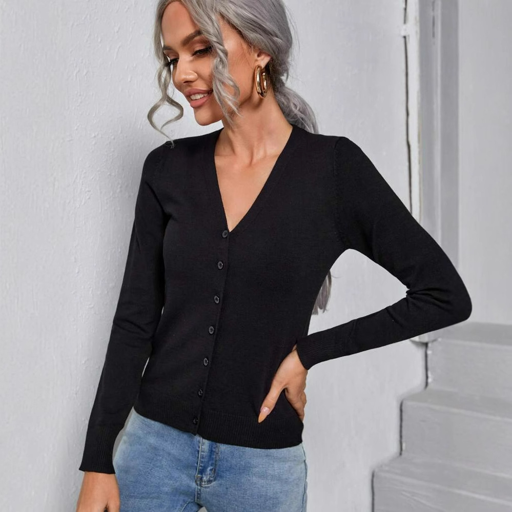 Popular European and American cross-border Amazon product: Xiyin knitted women's single-breasted long-sleeved cardigan sweater.