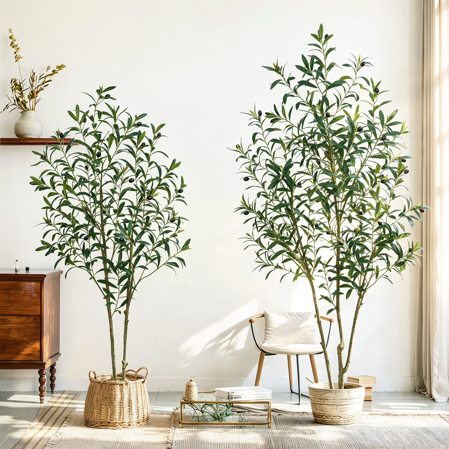 Simulated olive trees, indoor artificial tree ornaments, living room decoration, potted green plants, window plants, home decoration, highly realistic