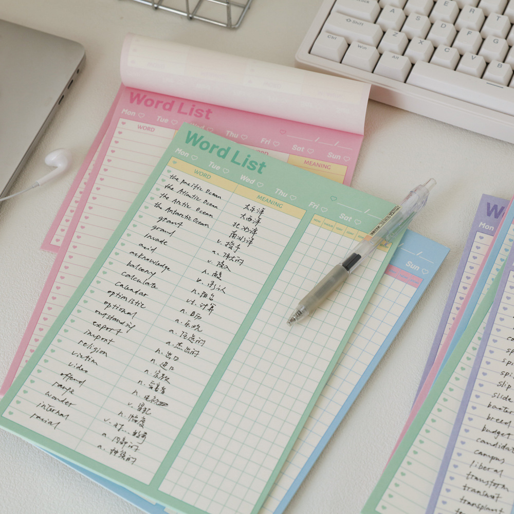Ebbinghaus Memory English Vocabulary Notebook, Student Excerpt Memory Plan, Tearable Non-Adhesive Sticky Notebook