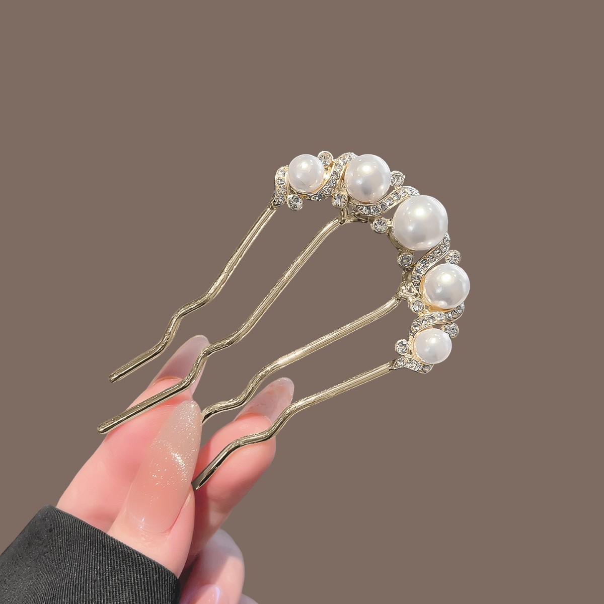 U-shaped hairpin, pearl hair clip, bun hairpin, hair comb, four-tooth comb, hairpin, hair ornament for women.