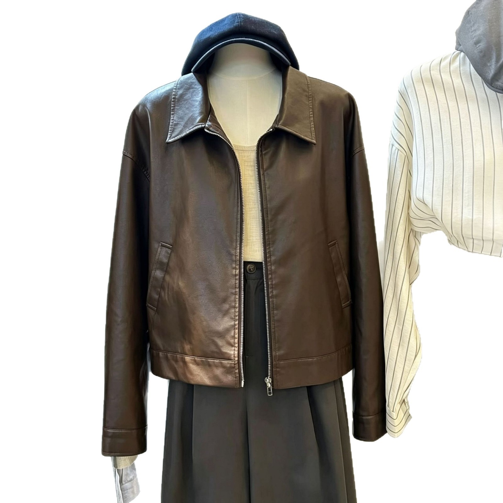 Retro Hong Kong-style leather jacket for women 2026 new style, high-end, cool and fashionable, short jacket for petite people, trendy top