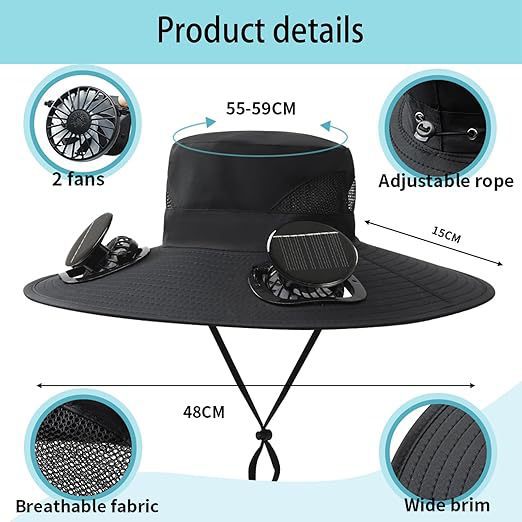 Outdoor enthusiasts are snapping up solar-powered fan hats with dual fans, three speed settings, USB fast charging, sun protection, UV protection, and face covering.