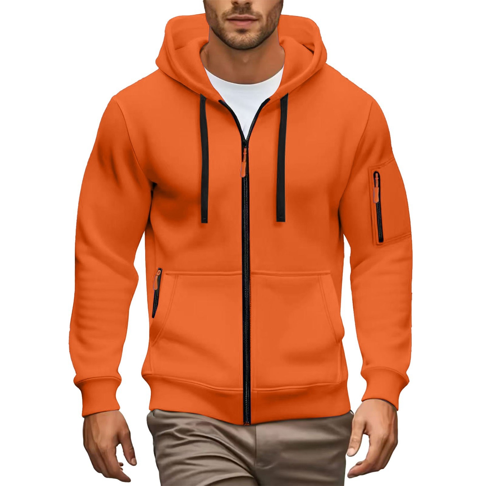 2025 New cross-border European-style autumn and winter men's hoodie, hoodie, zipper cardigan, men's sportswear and casual jacket