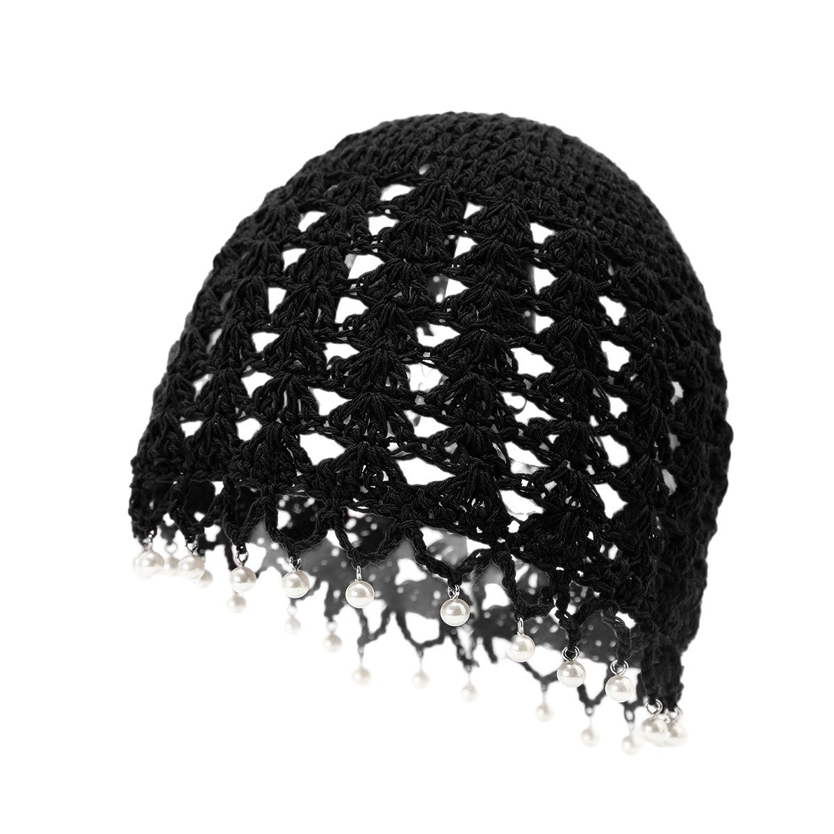 Spring/Summer Handmade Crochet Hollow-Out Headband Hat for Women, Ethnic Style, Tassel Tie-Up, Versatile