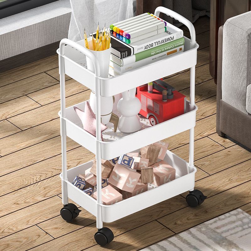 Small stroller shelf, floor-standing, multi-tiered storage rack for kitchen, bedroom, baby bathroom, and toilet; movable.