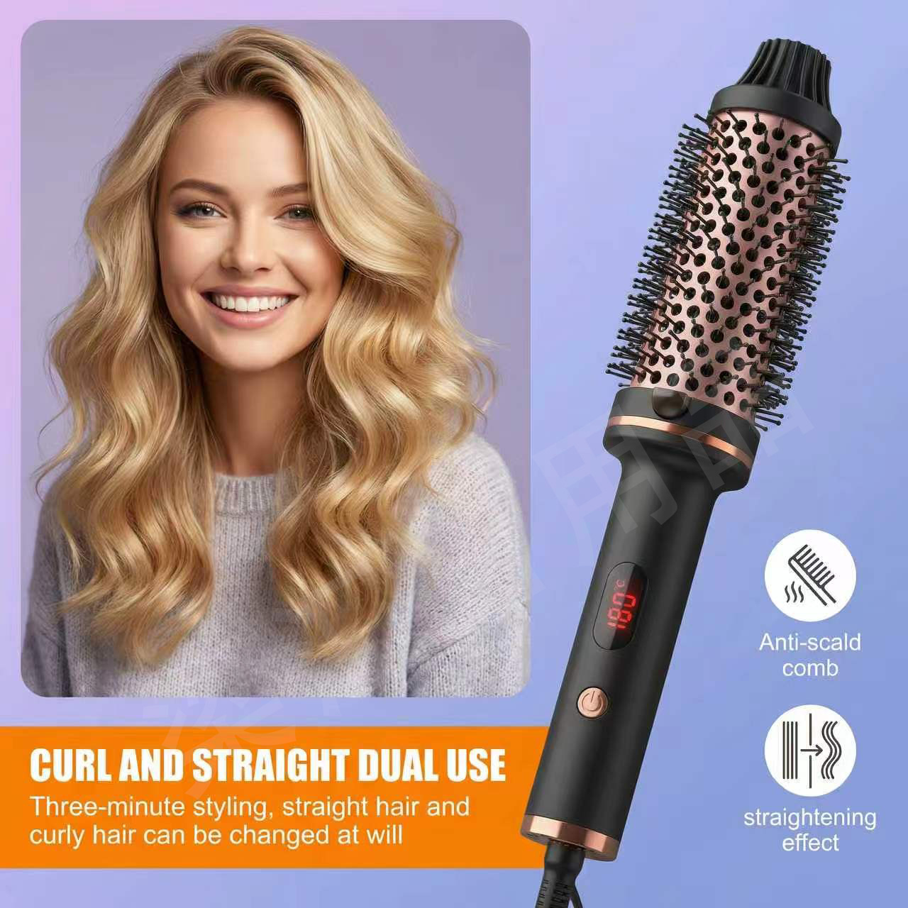 New cross-border curling brush, hot air brush, curling iron, straightener and curler, large curl, inward curl bangs perm tool
