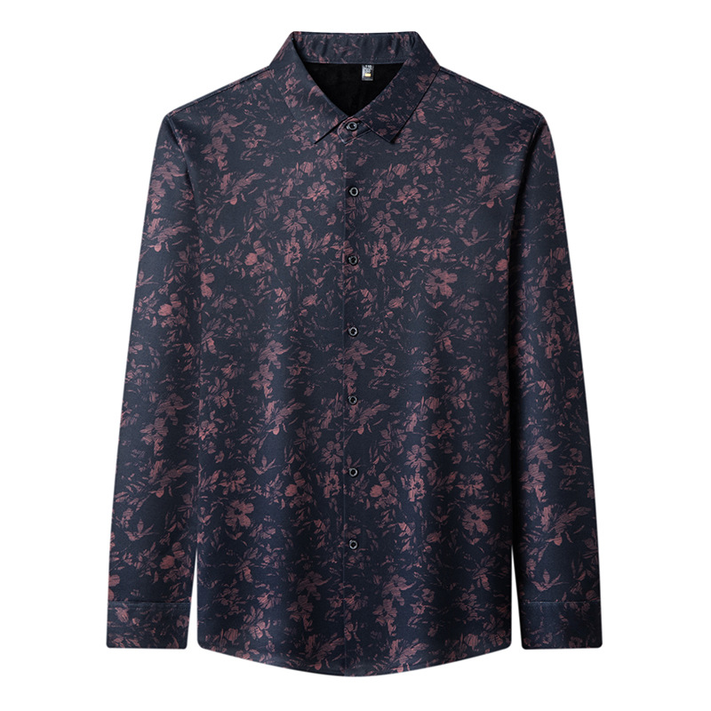 The new large-sized long-sleeved fleece shirt for men in the autumn and winter of 2025 features trendy prints and adds weight to enhance business leisure time
