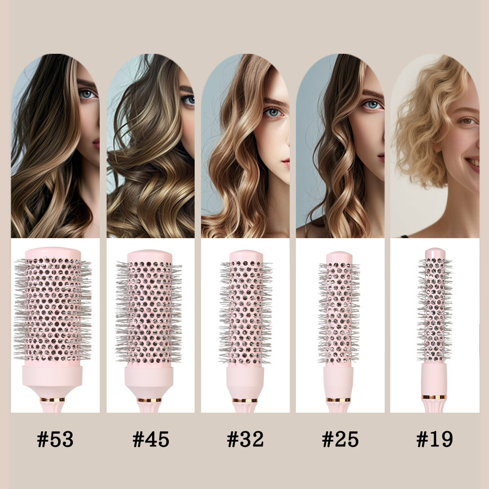 Cross-border hot-selling pink ceramic roller comb, high-temperature resistant nylon comb, honeycomb roller comb, shaping comb