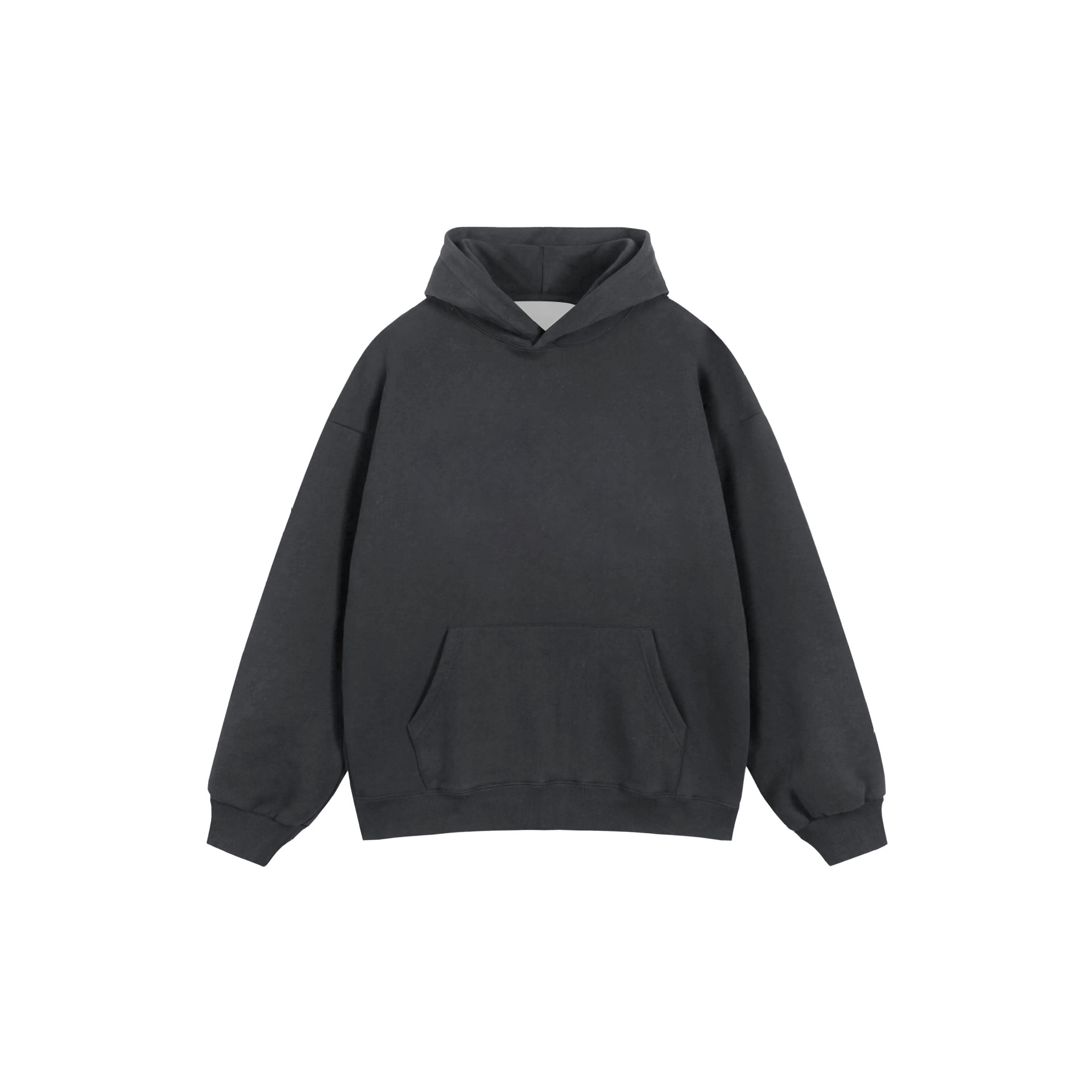 Hebei Guangban 360-gram thin men's autumn and winter cotton composite milk silk hooded cordless pocket sweatshirt