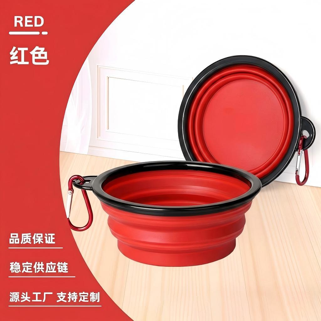 Pet silicone folding bowls, cat and dog bowls in various sizes, outdoor portable dog basins, pet food basins, cross-border supply