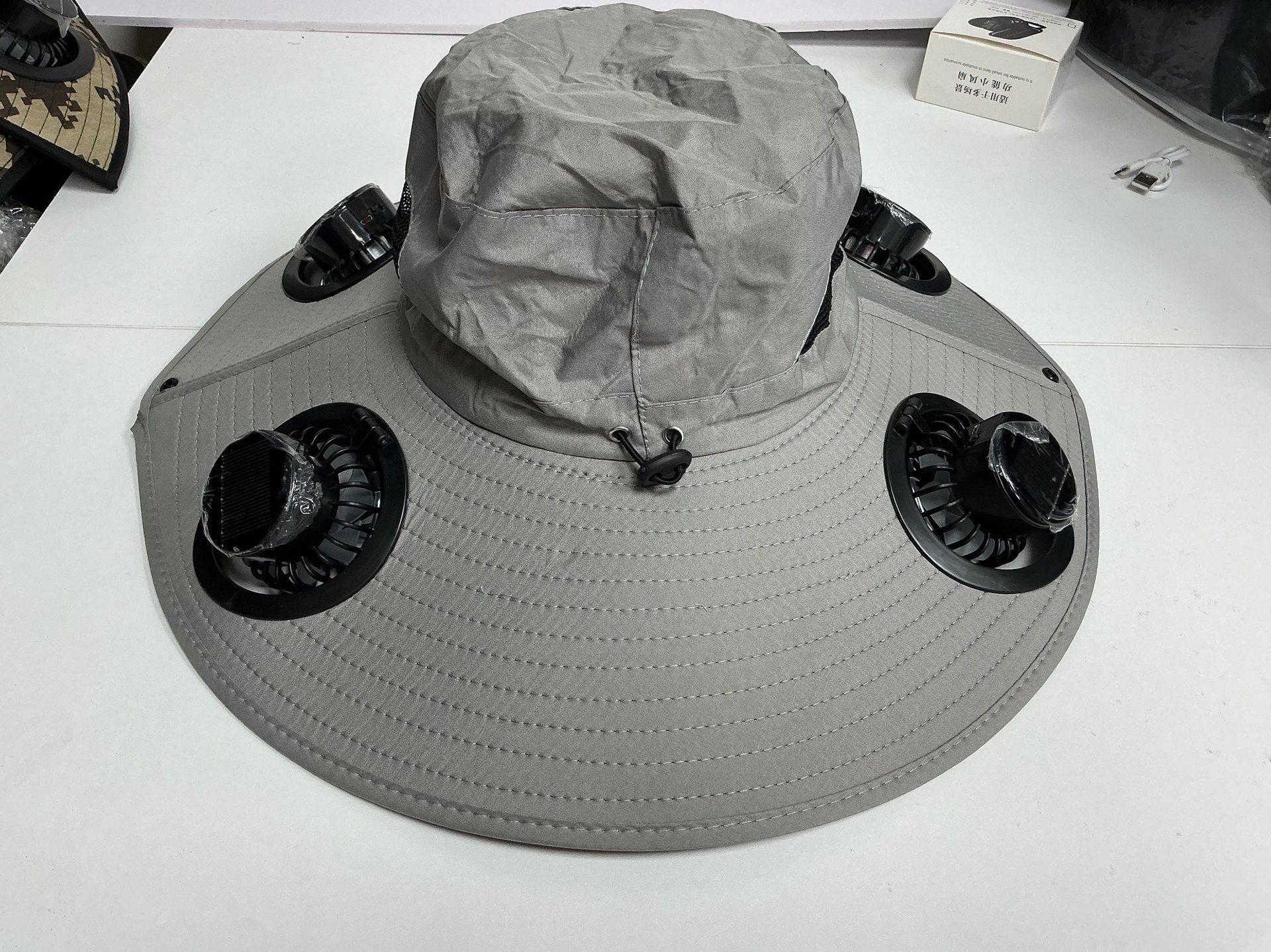 Cross-border solar fan hat, USB rechargeable hiking hat, summer UV protection fisherman hat, fishing sun hat