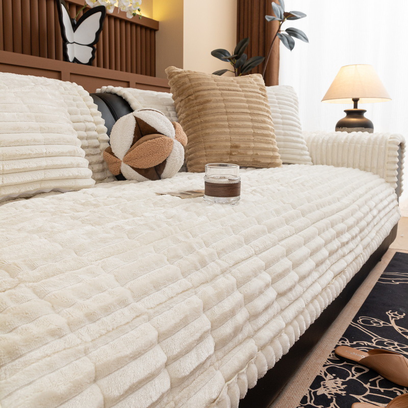 [Soft and Sticky Corduroy] Sofa Cushion, Autumn/Winter Style, Modern Minimalist, Non-Slip Leather Sofa, Thickened Full-Wrap Sofa Cover