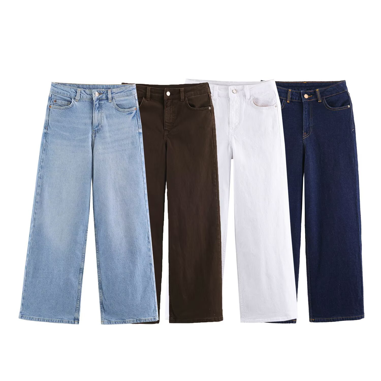 ZARZ self-made new European and American style women's classic and versatile high-waisted wide-leg jeans 6147120