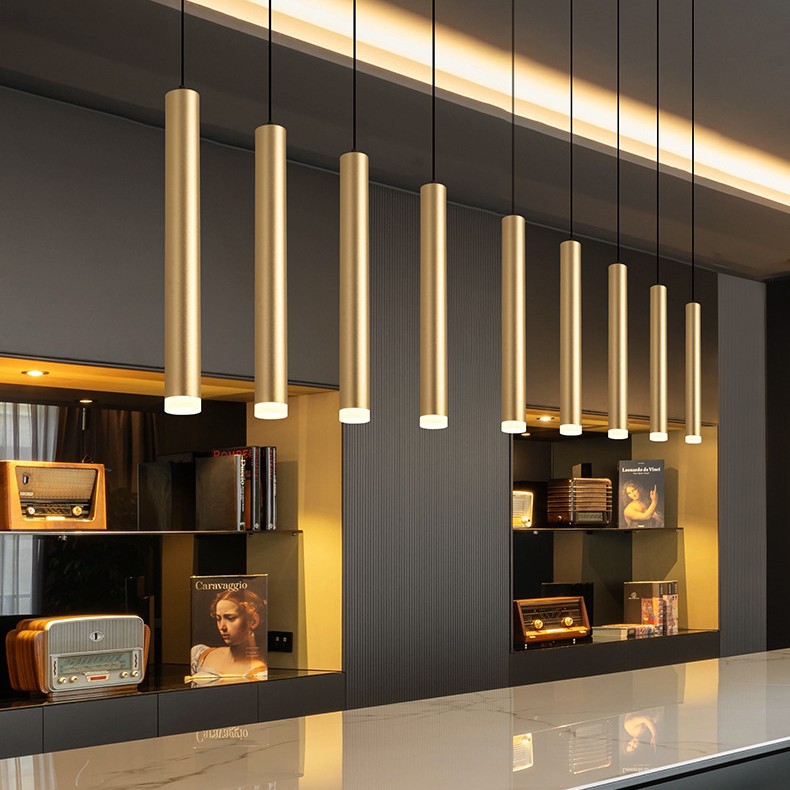 Shajin energy-saving LED aluminum long tube pendant lamp, bar counter, bedroom, indoor simple style, cross-border hanging line lamp, single-head pendant lamp