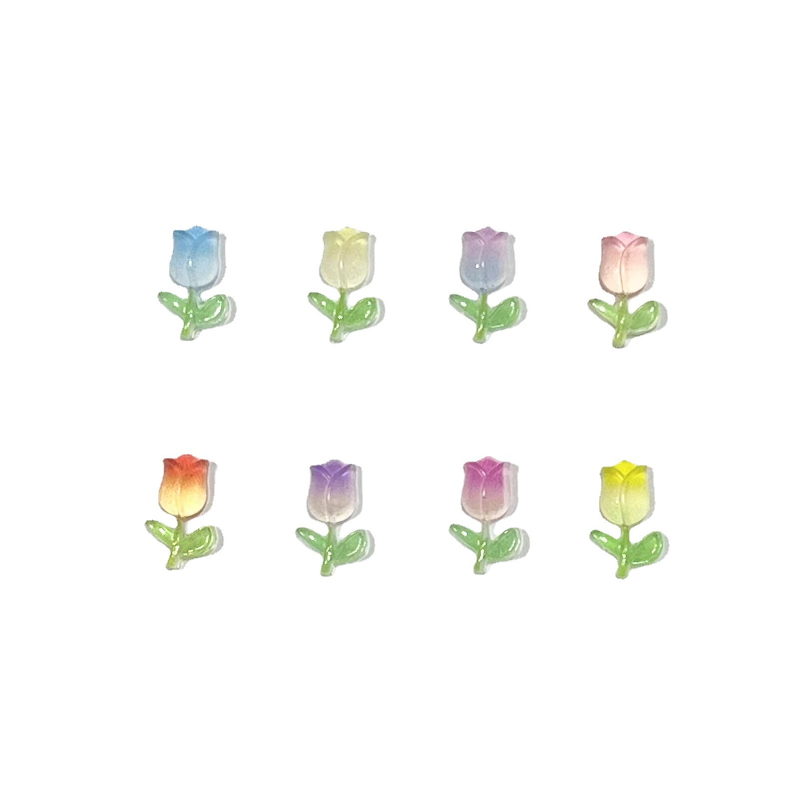 Simulated tulip nail art accessories, fresh and cute glow-in-the-dark rose DIY earrings, hair clips, and nail polish resin accessories