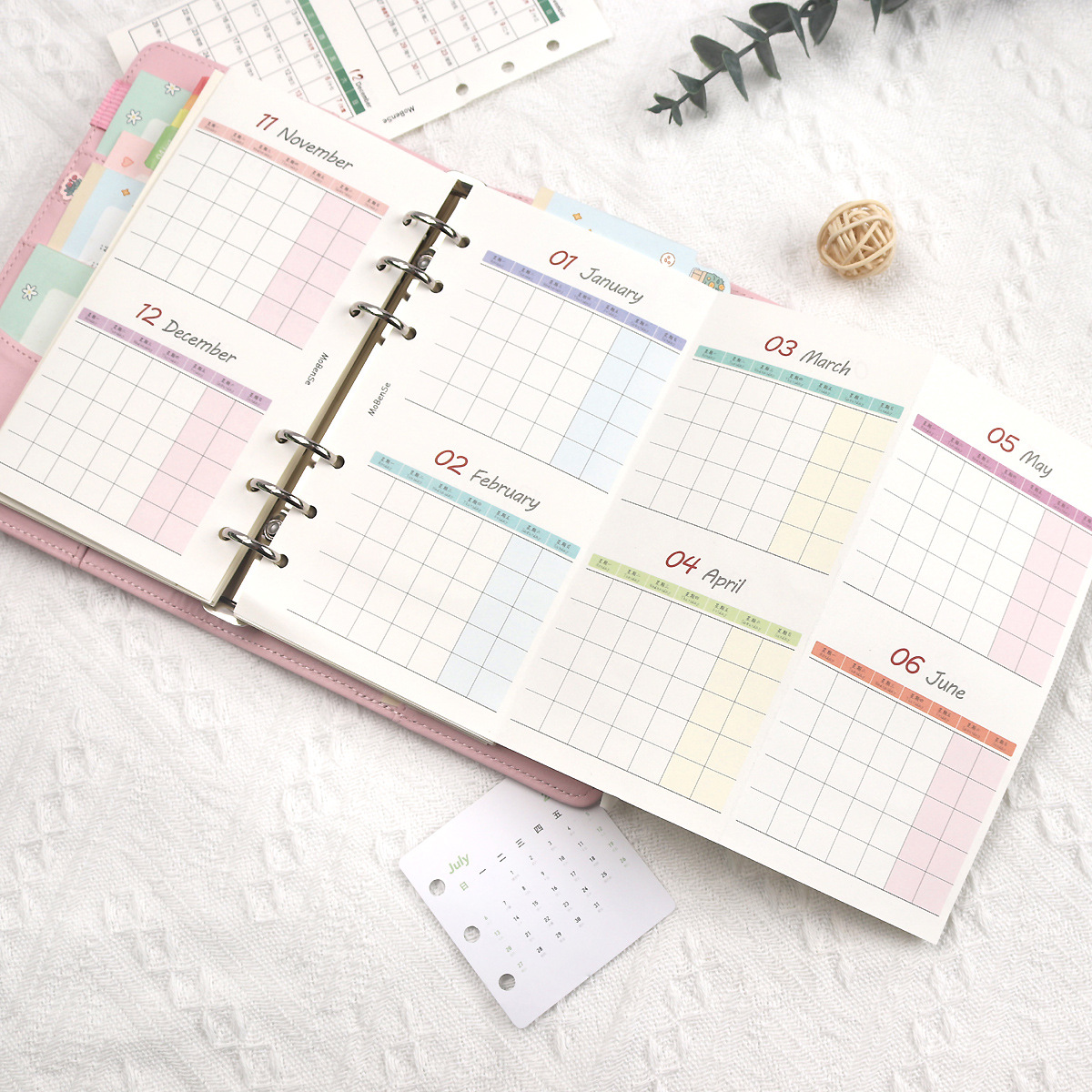 Self-filled date general three-fold calendar, binder, cover page A6/A5 loose-leaf calendar, check-in monthly plan