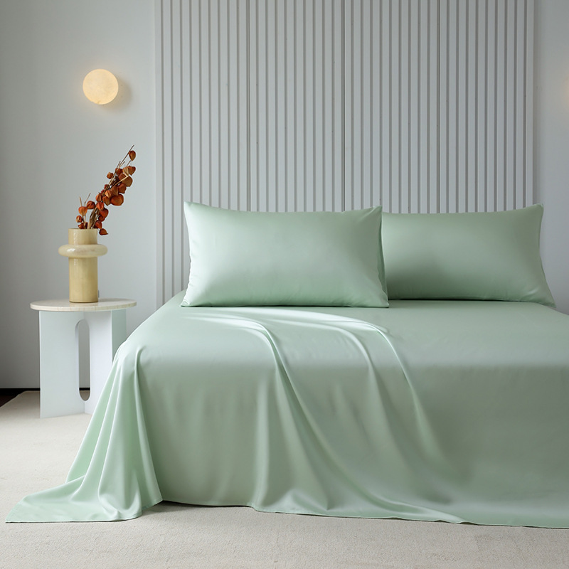 High-end 100S Lyocell Tencel bed sheet set for summer naked sleeping, ice silk fitted sheet, bedspread, pillowcase, and three-piece set.