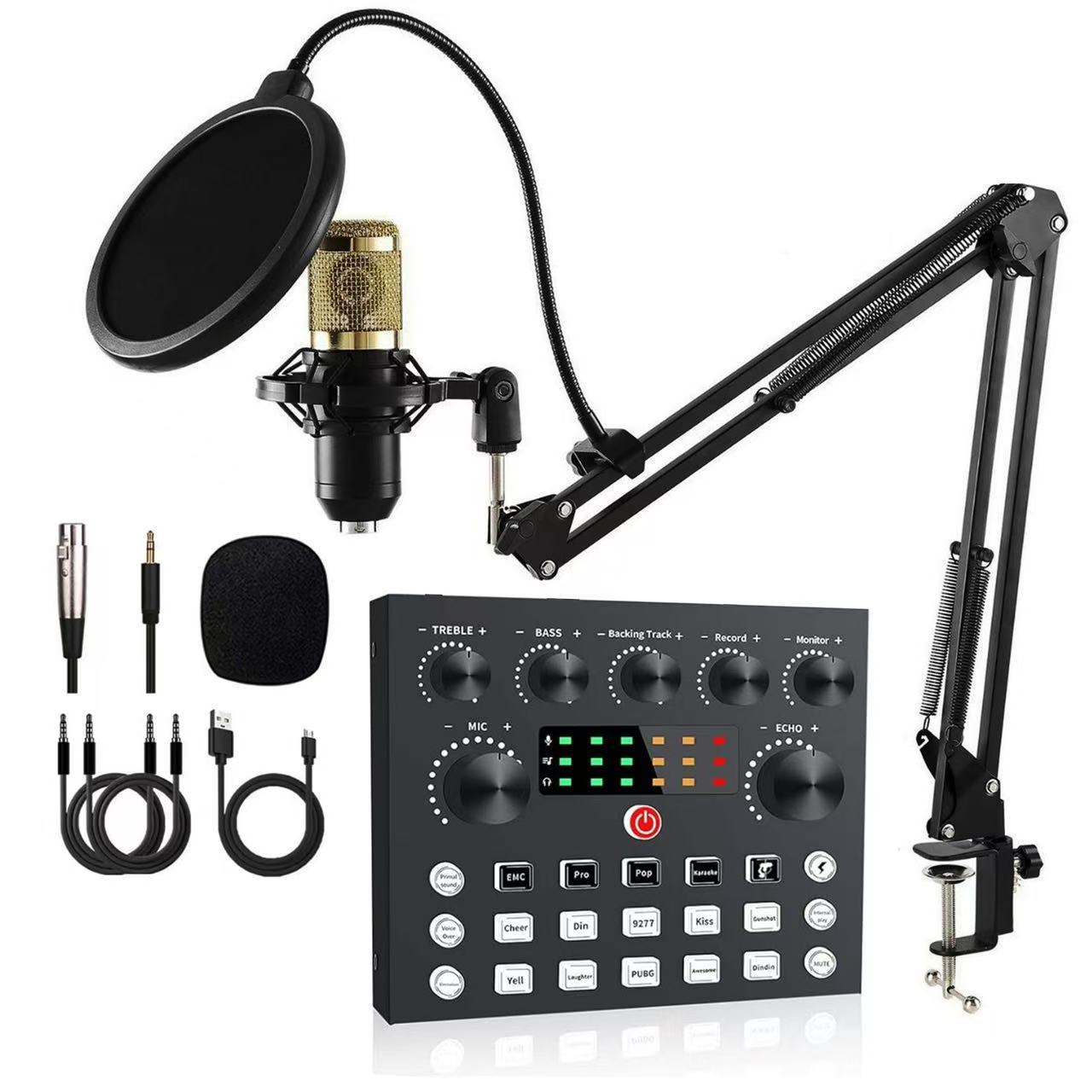 BM800 condenser microphone + V8 mobile sound card cross-border broadcaster computer podcast equipment live streaming kit